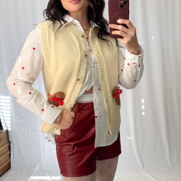 Sofie The Label | Teddy Bear Button Down Knit Vest | Cream - Picture 14 of 16